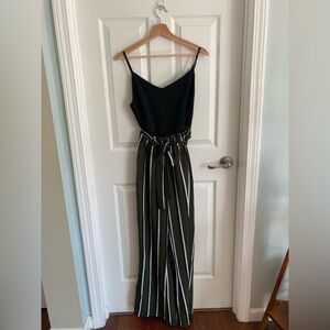 Black and Olive Striped Jumpsuit (Women’s Medium)